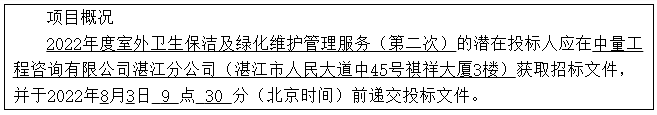 2022年度室外衛(wèi)生保潔及綠化維護(hù)管理服務(wù)（第二次）招標(biāo)公告(圖1)